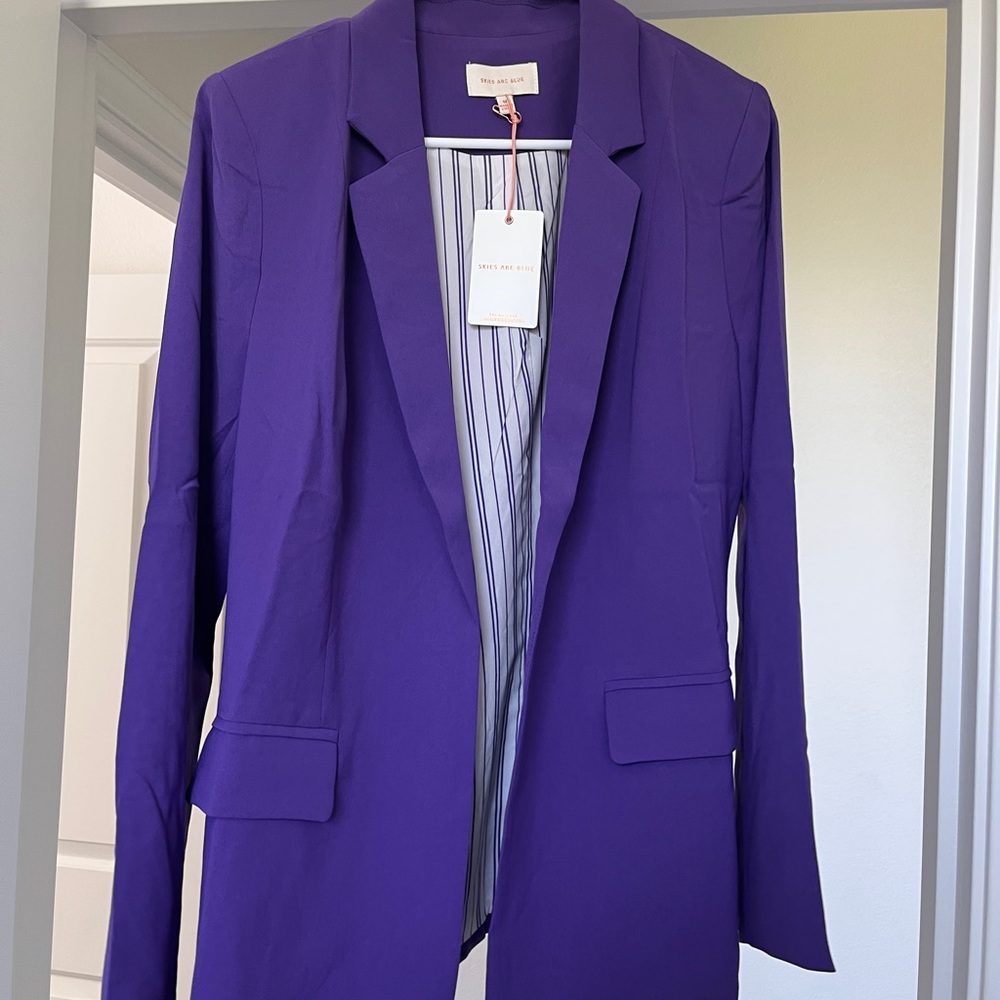 Skies Are Blue Purple Blazer Classic Tailored Jacket
